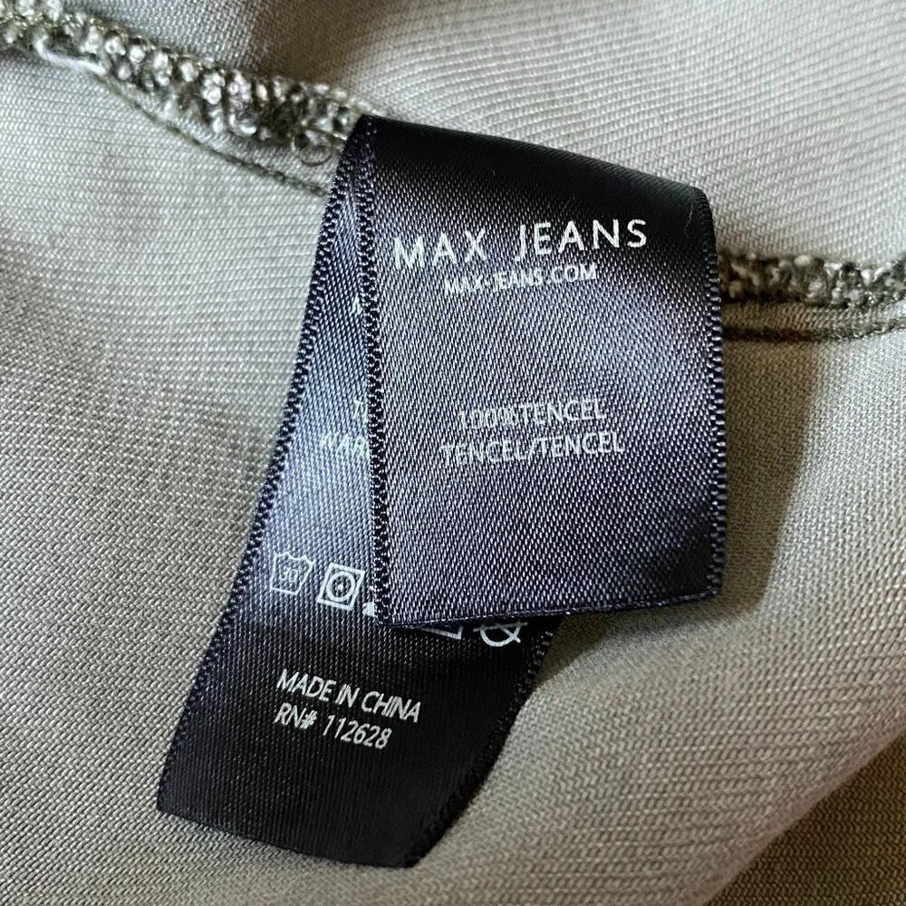 Max Jeans Green Military Drawstring Waist Waterfall Open Front Vest - Size Small